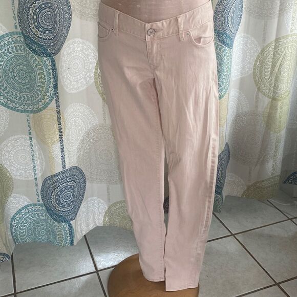 Express. Baby pink jean leggings with gold accent buttons. Woman’s 8. NWOT. - Picture 1 of 5